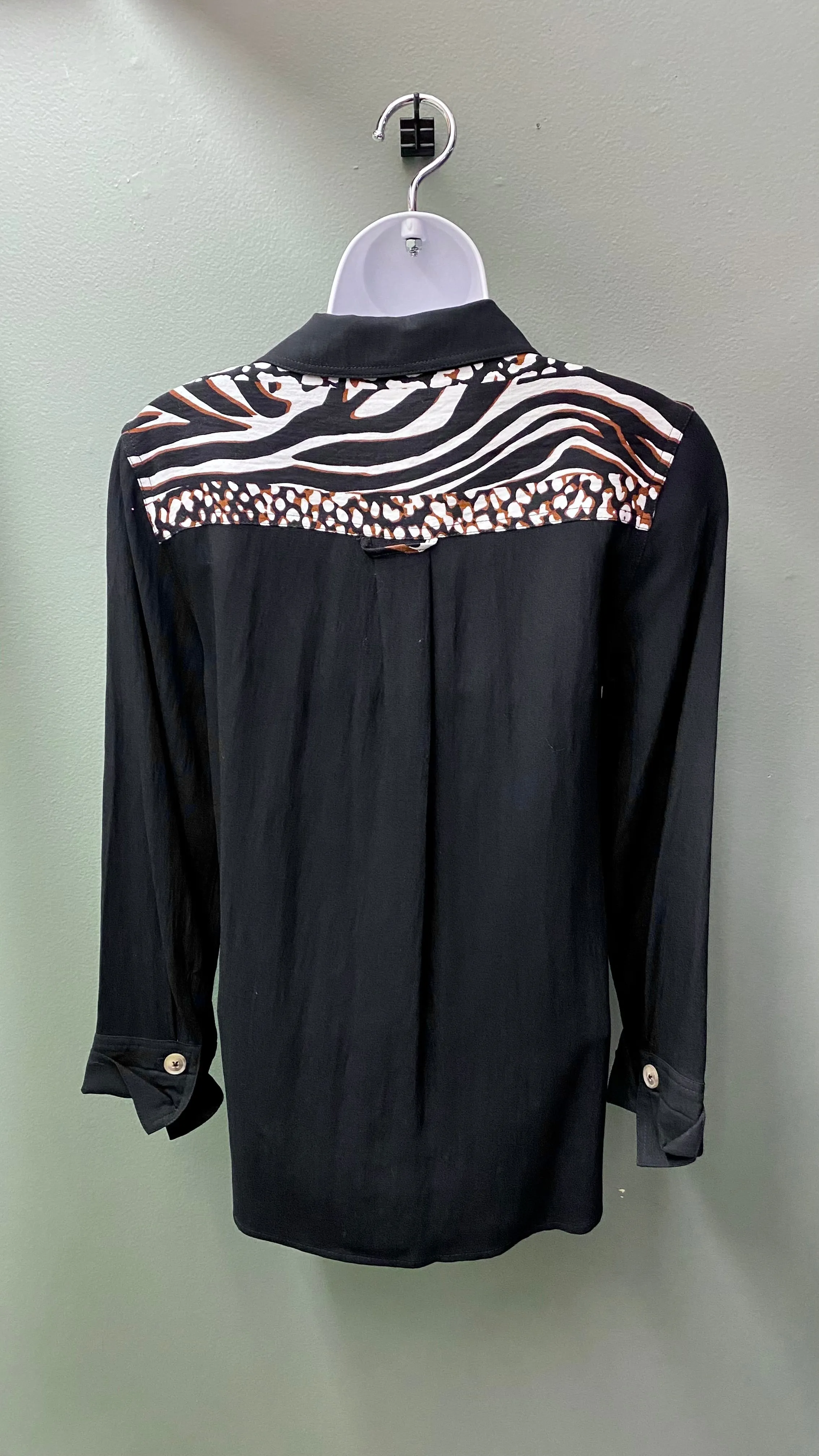 * Multiples Animal Print Button Top