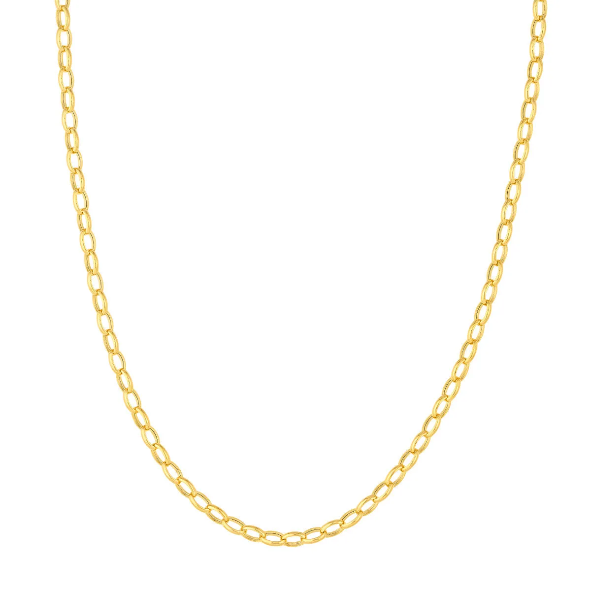 14K Gold 4.5mm Hollow Oval Forzentina Chain Necklace with Pear Shape Lobster