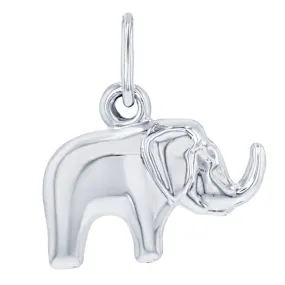 14K White Gold Polished Elephant Good Luck Pendant