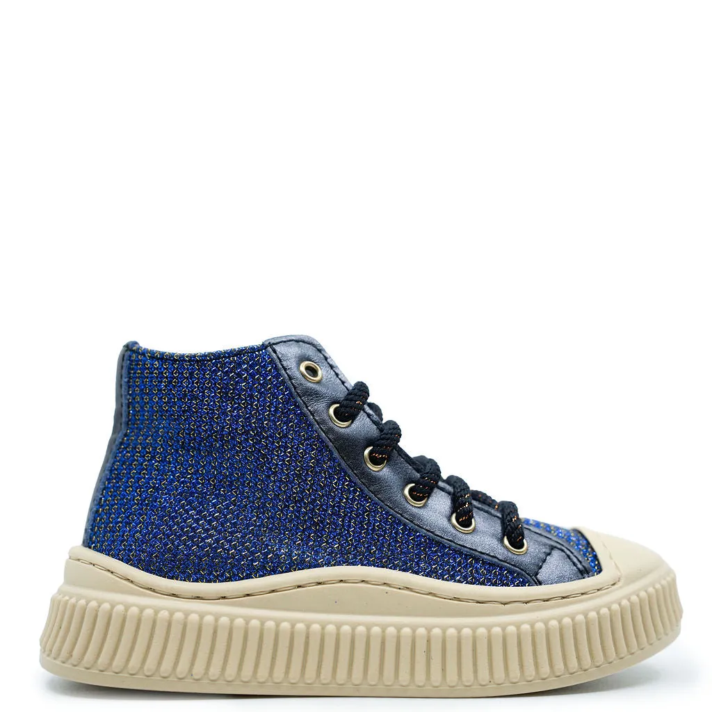 Beberlis Navy Sparkle Hi Top Sneaker