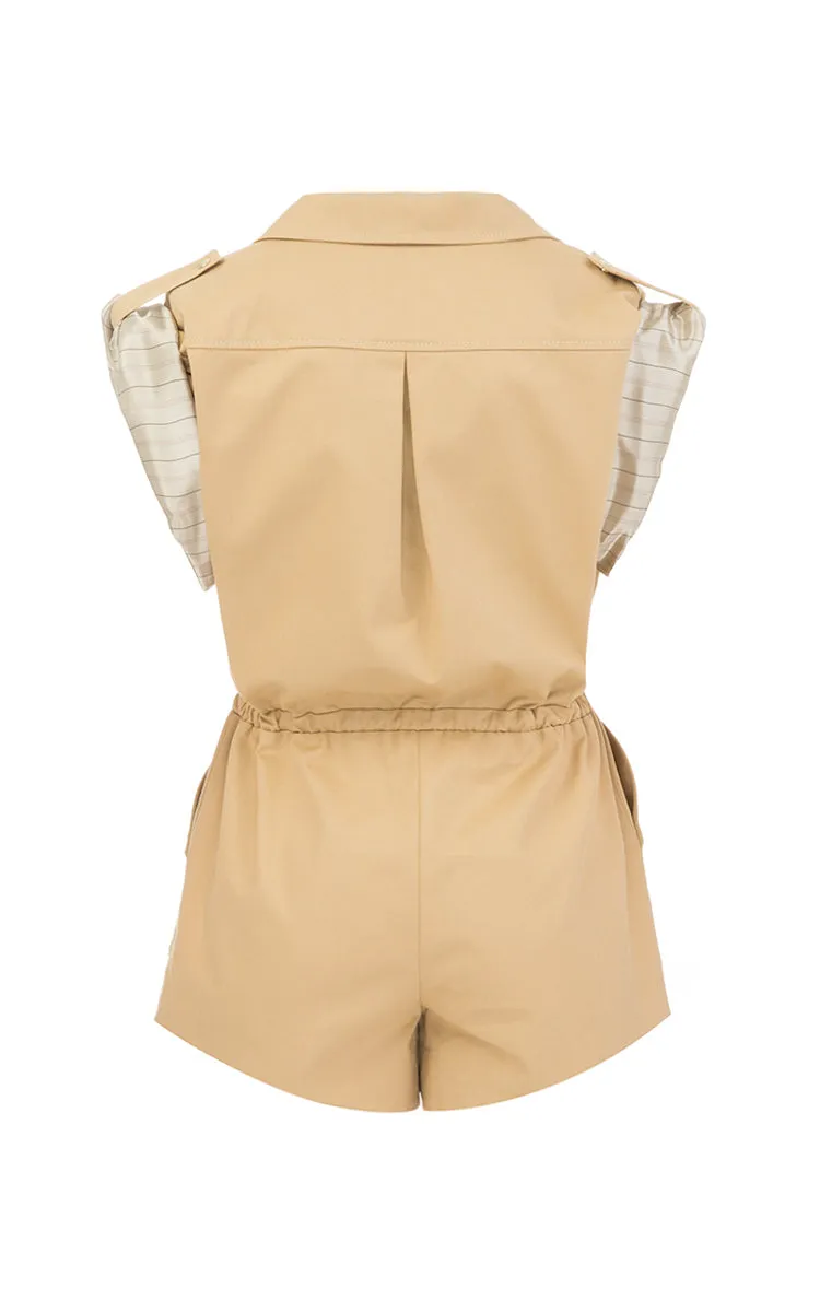 Beige cotton jumpsuit