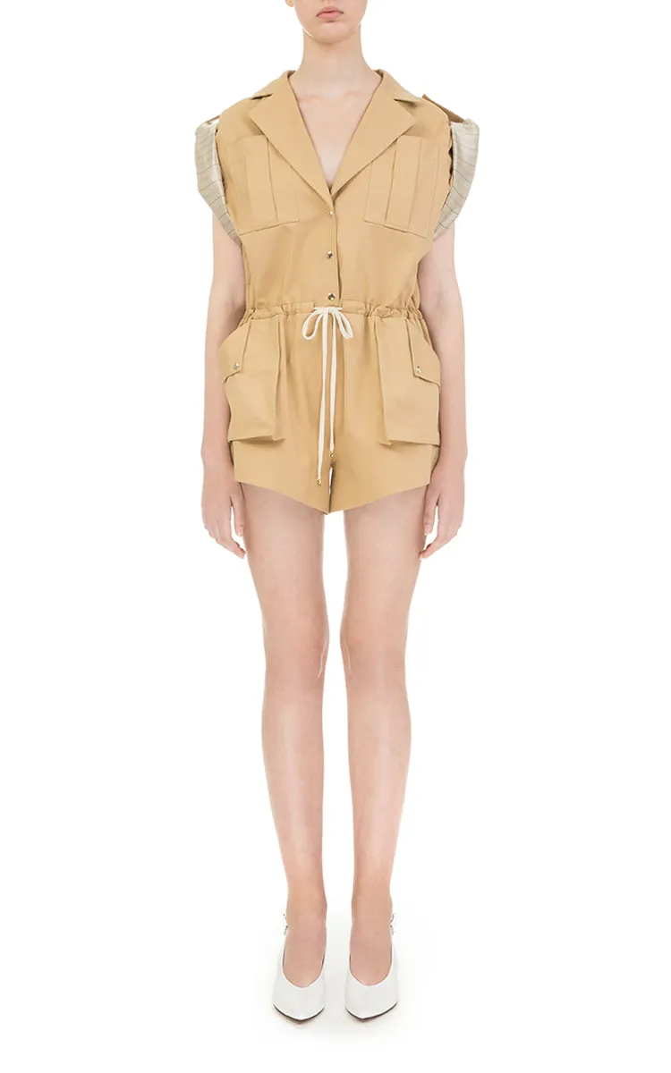 Beige cotton jumpsuit