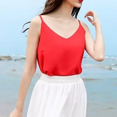 Chiffon Sleeveless Solid Camis Top