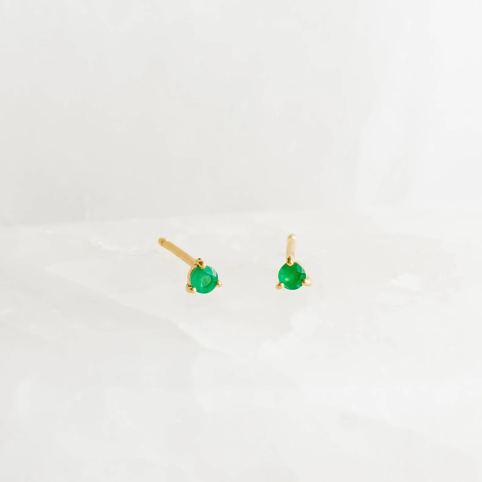 Emerald Stud Earrings 14k Gold - Valentina