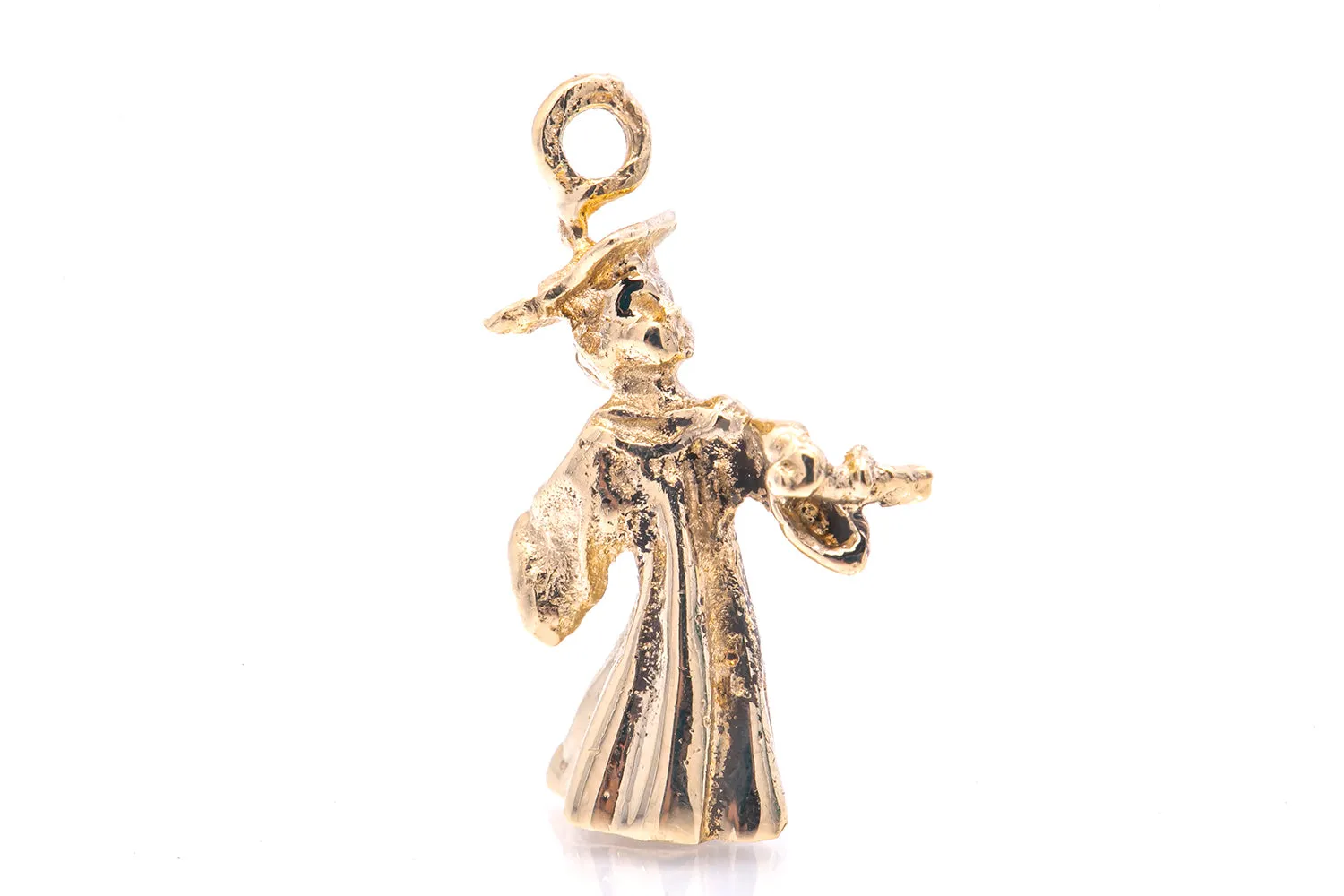 Graduation Cap & Gown 14k 585 Yellow Gold Charm Pendant