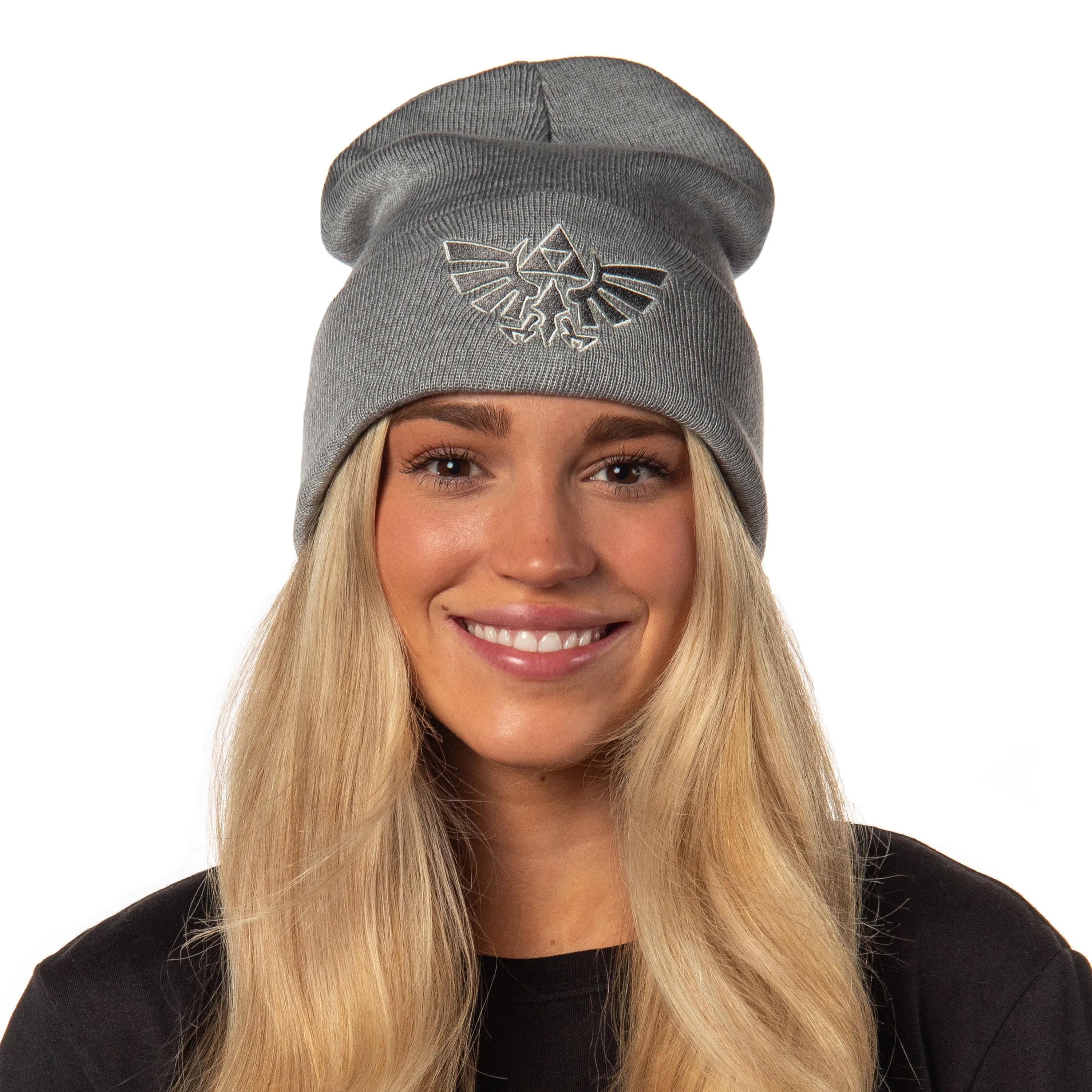 Legend Of Zelda Embroidered Wingcrest Triforce Knit Cuff Beanie Hat Cap