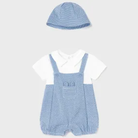 Mayoral Newborn Boy Romper with Hat Set