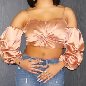 Mocha Ruched Off Shoulder Top