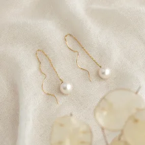 Pearl Threader Earrings 14k Gold - Anthea