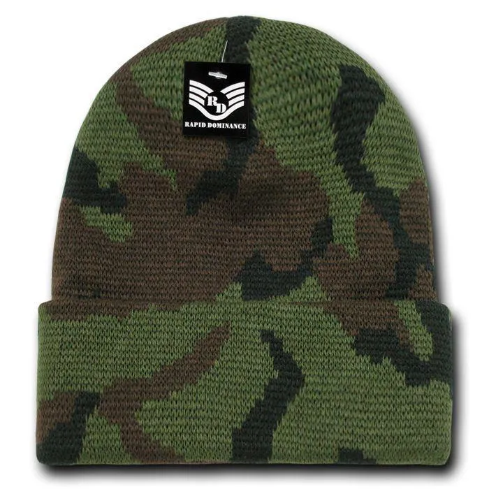 Rapid Dominance 1 Dozen Military Camouflage Cuffed Beanies Knit Watch Caps Wholesale