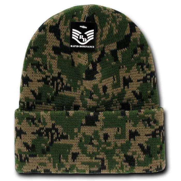 Rapid Dominance 1 Dozen Military Camouflage Cuffed Beanies Knit Watch Caps Wholesale