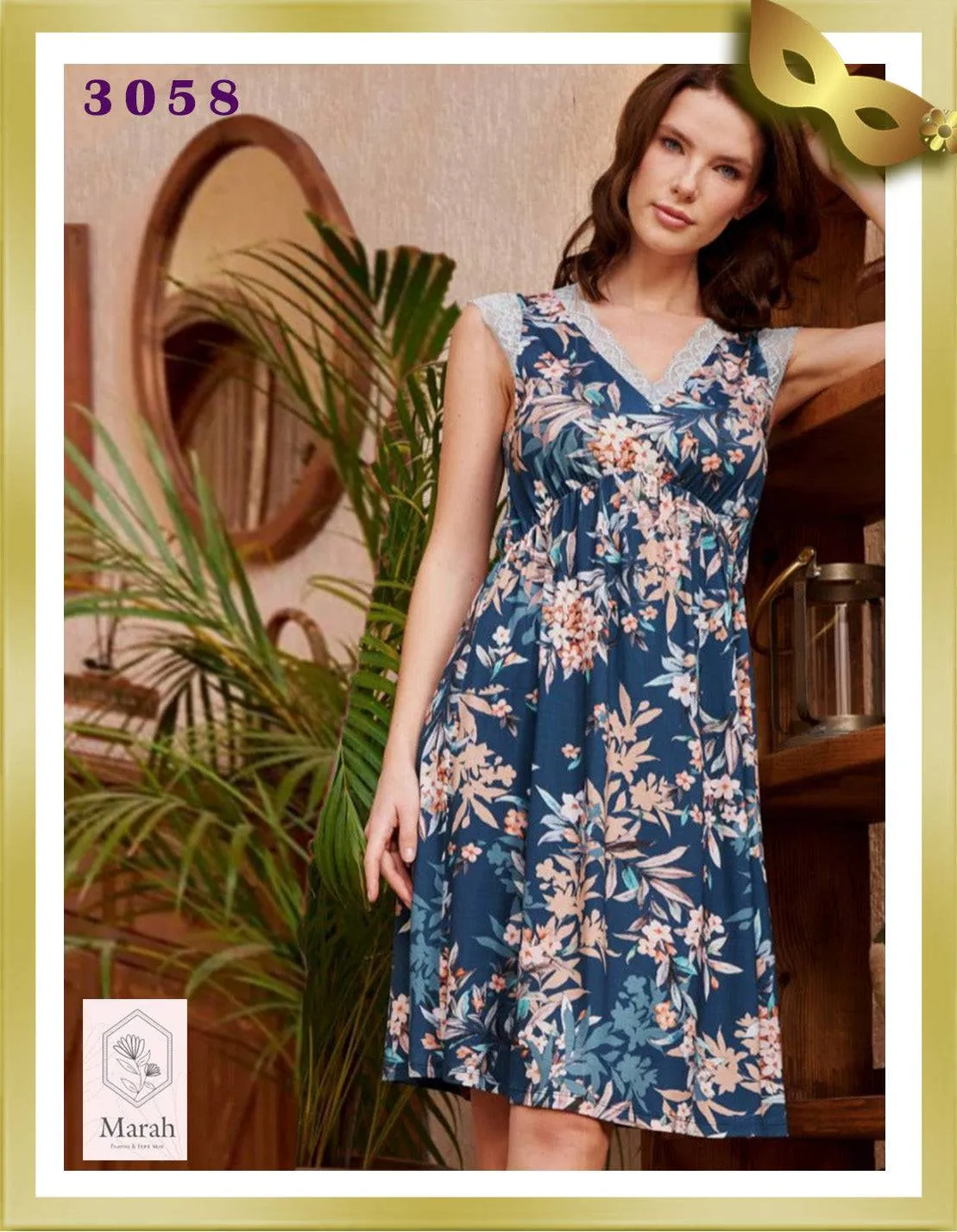 Short Viscose Day Gown 3058