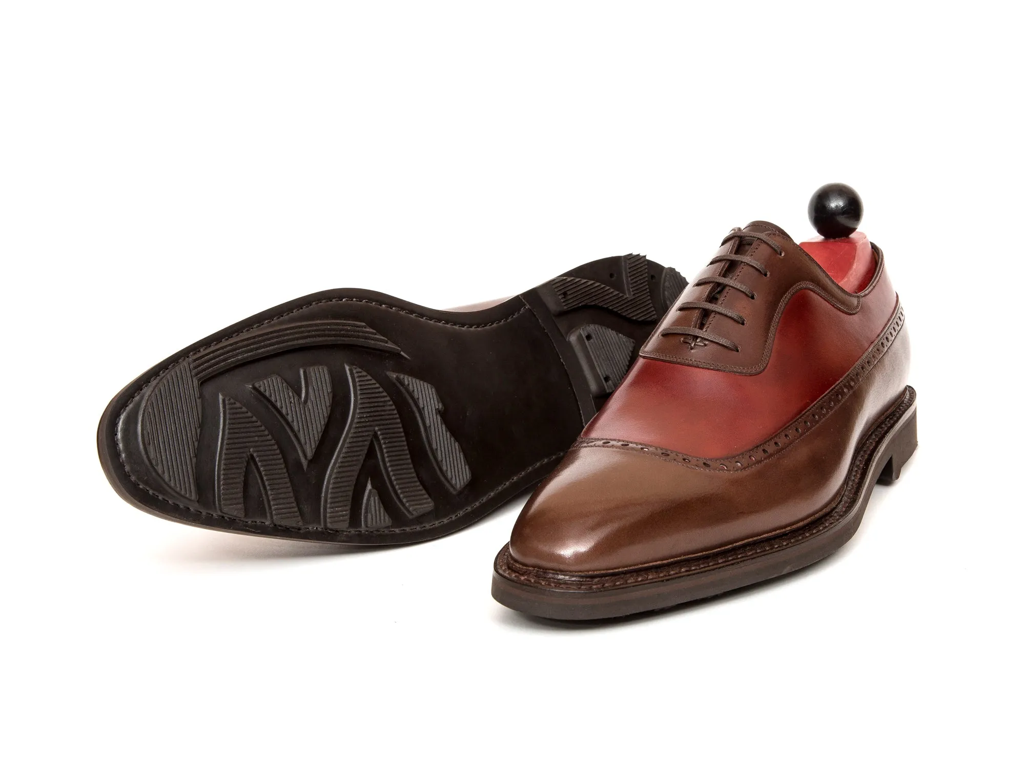 Tulloss - MTO - Shaded Brown Calf / Burgundy Calf - LPB Last - Rugged Rubber Sole