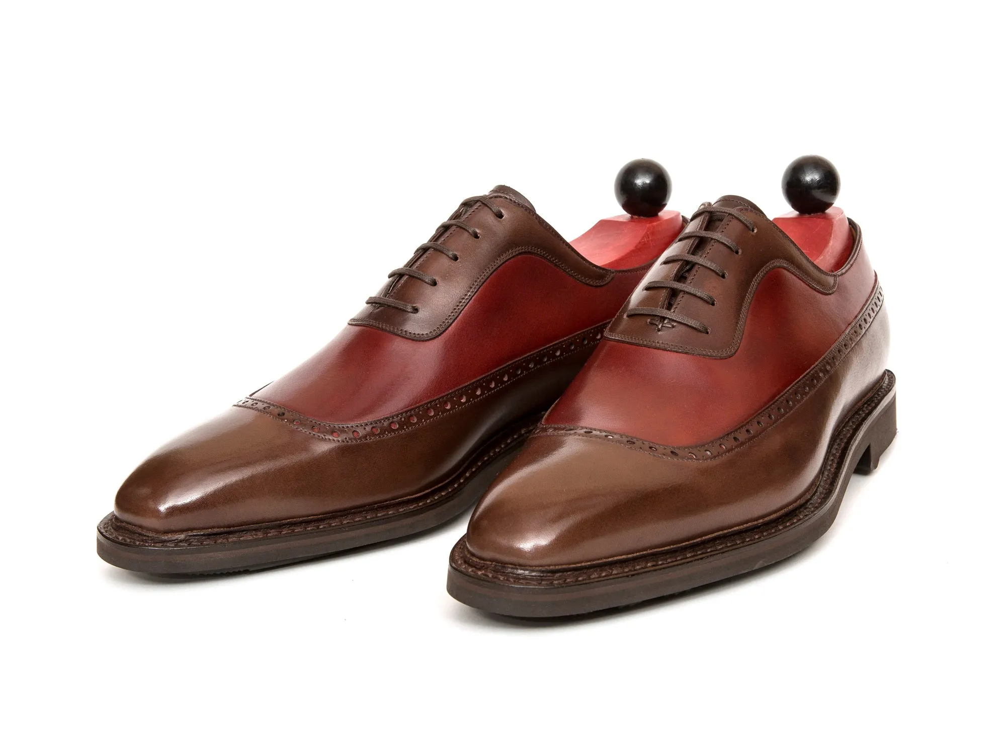 Tulloss - MTO - Shaded Brown Calf / Burgundy Calf - LPB Last - Rugged Rubber Sole