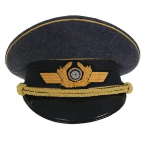 WW2 Luftwaffe Generals Visor Cap – Bullion Embroidered Wreath, Cockade, and Eagle Insignia