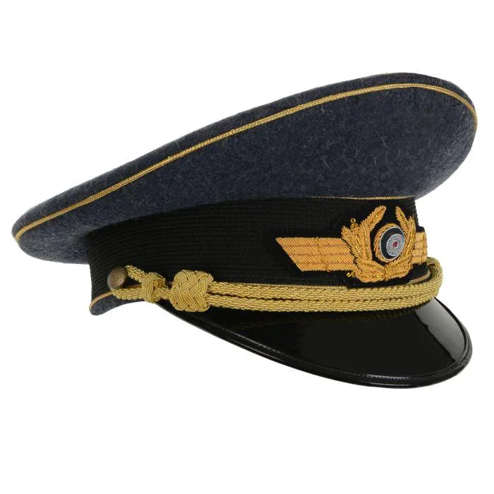 WW2 Luftwaffe Generals Visor Cap – Bullion Embroidered Wreath, Cockade, and Eagle Insignia